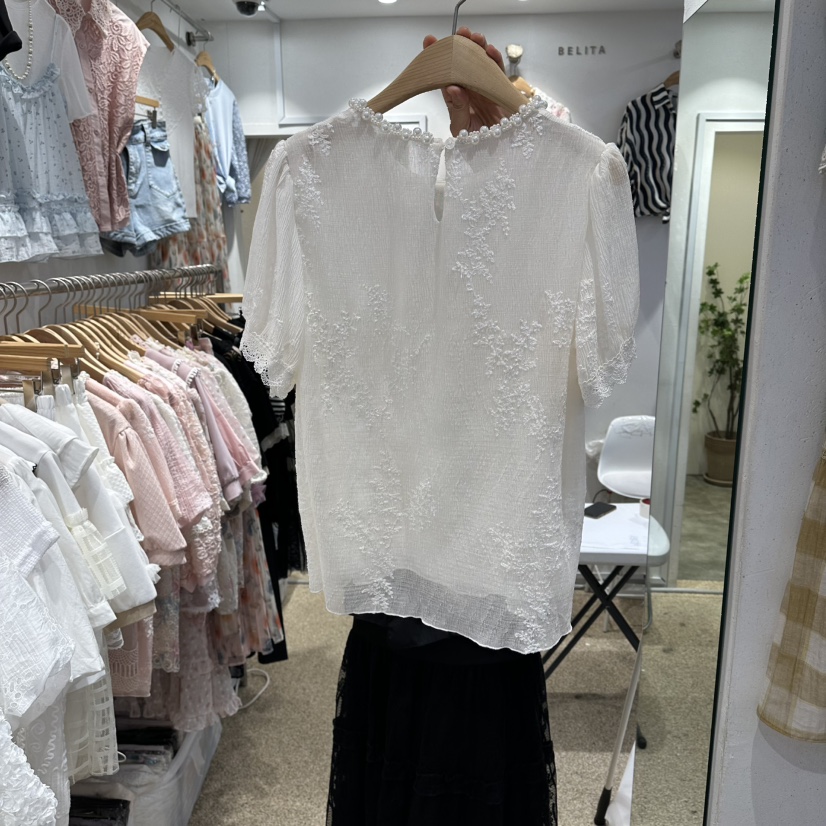 BELITA韓國代購女士新品職業推薦26春夏時尚休閑襯衫蕾絲衫BELITA襯衫/蕾絲衫