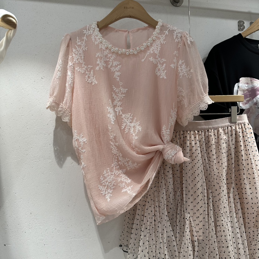 BELITA韓國代購女士新品職業推薦26春夏時尚休閑襯衫蕾絲衫BELITA襯衫/蕾絲衫圖色1