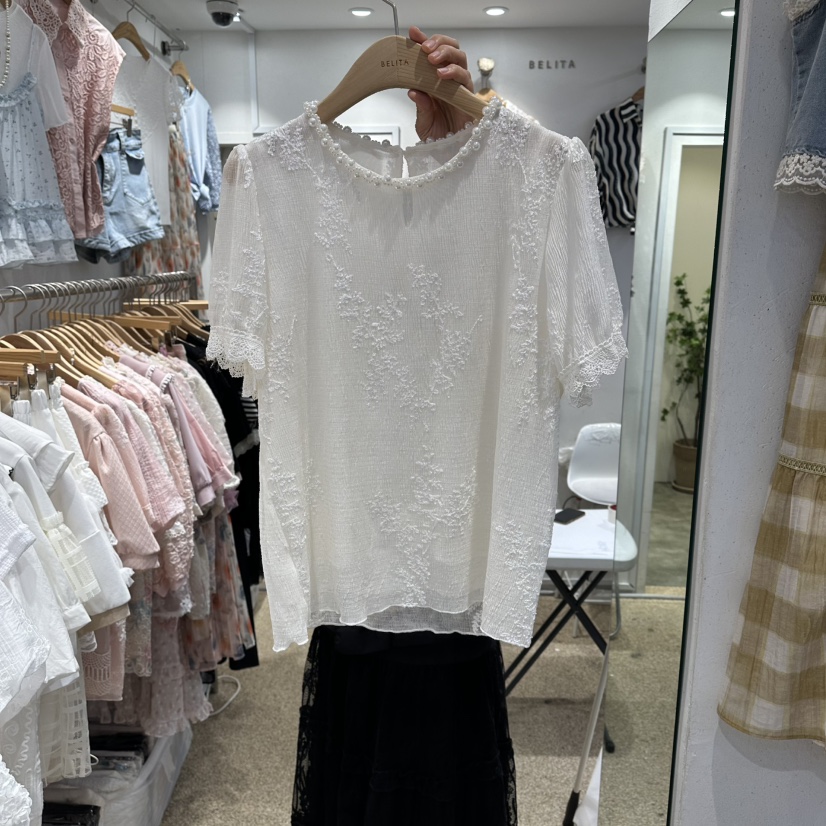 BELITA韓國代購女士新品職業推薦26春夏時尚休閑襯衫蕾絲衫BELITA襯衫/蕾絲衫圖色2