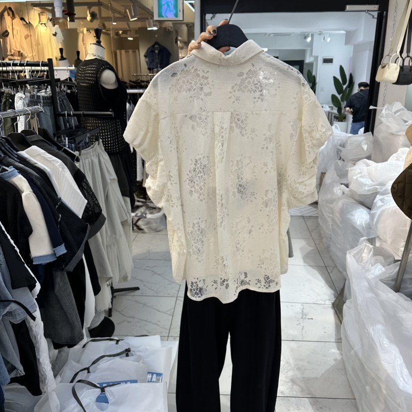 空韓國東大門直郵女士新品熱賣人氣26春夏襯衫蕾絲衫蕾絲BAKHA襯衫/蕾絲衫