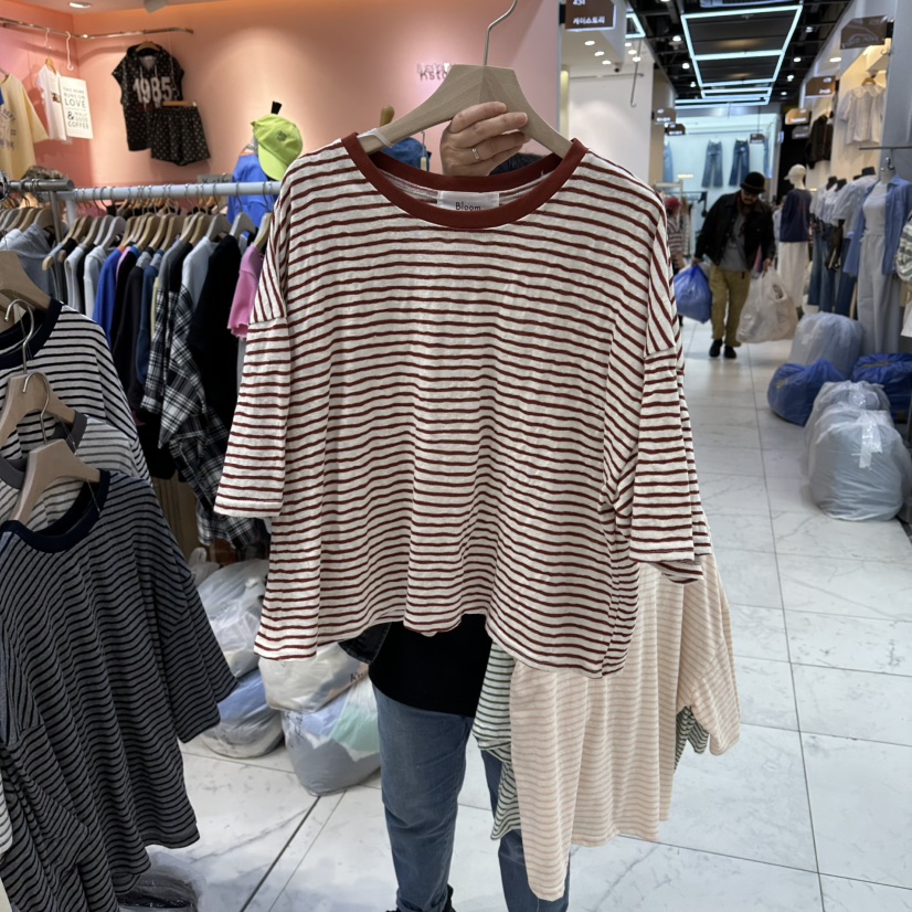 BLOOM韓國東大門代購女士新款時尚休閑熱賣人氣推薦T恤條紋BLOOM-QT恤圖色3