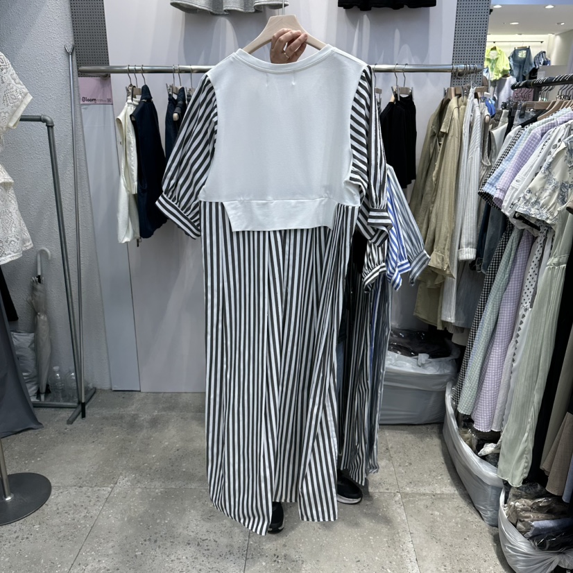 BLOOM韓國代購女裝新品26春夏職業休閑推薦連衣裙撞色條紋BLOOM-Q連衣裙