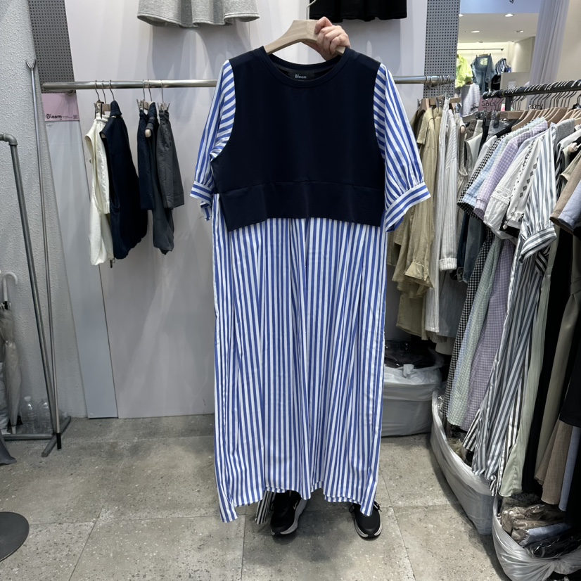 BLOOM韓國代購女裝新品26春夏職業休閑推薦連衣裙撞色條紋BLOOM-Q連衣裙圖色3