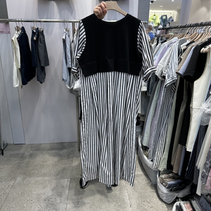 BLOOM韓國代購女裝新品26春夏職業休閑推薦連衣裙撞色條紋BLOOM-Q連衣裙圖色4