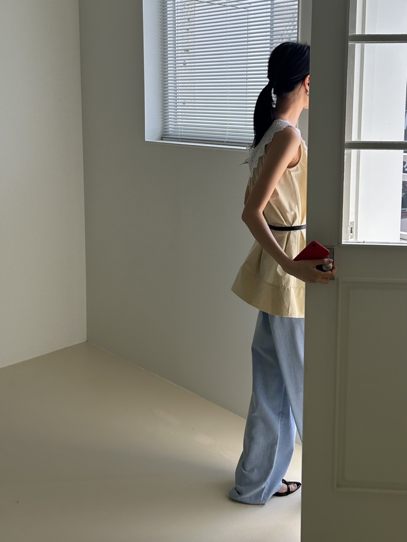 ME MO韓國直郵女裝新款時尚26春夏襯衫蕾絲衫不含腰帶蕾絲ME MO襯衫/蕾絲衫