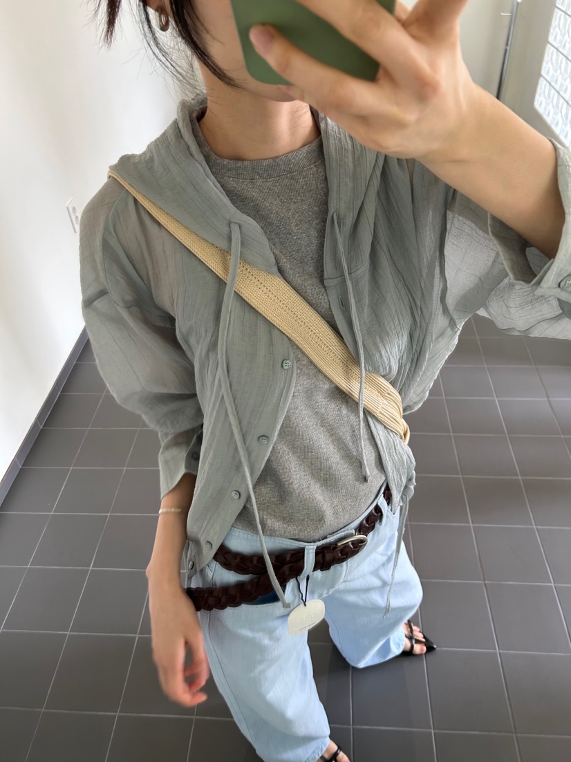 ME MO韓國直郵實拍女士新款休閑襯衫蕾絲衫不含內搭連帽衫透明ME MO襯衫/蕾絲衫