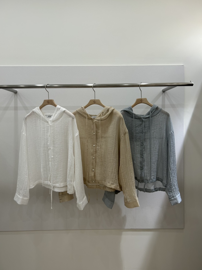 ME MO韓國直郵實拍女士新款休閑襯衫蕾絲衫不含內搭連帽衫透明ME MO襯衫/蕾絲衫