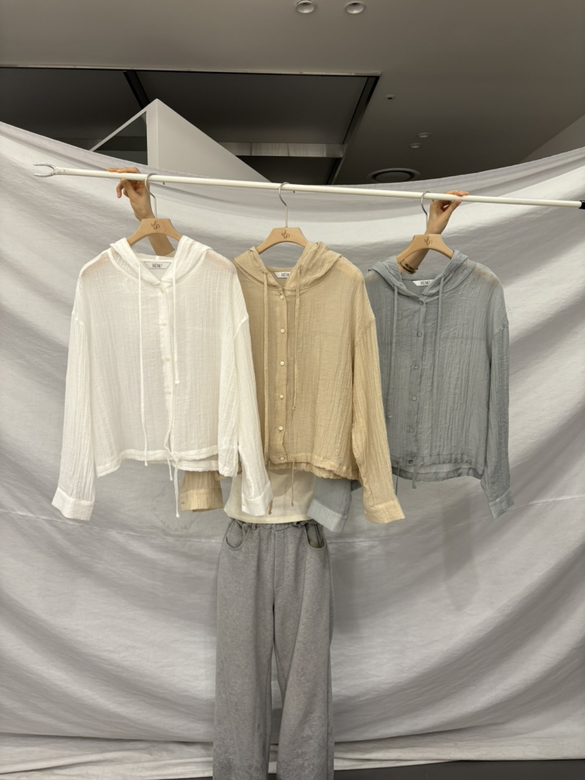 ME MO韓國直郵實拍女士新款休閑襯衫蕾絲衫不含內搭連帽衫透明ME MO襯衫/蕾絲衫