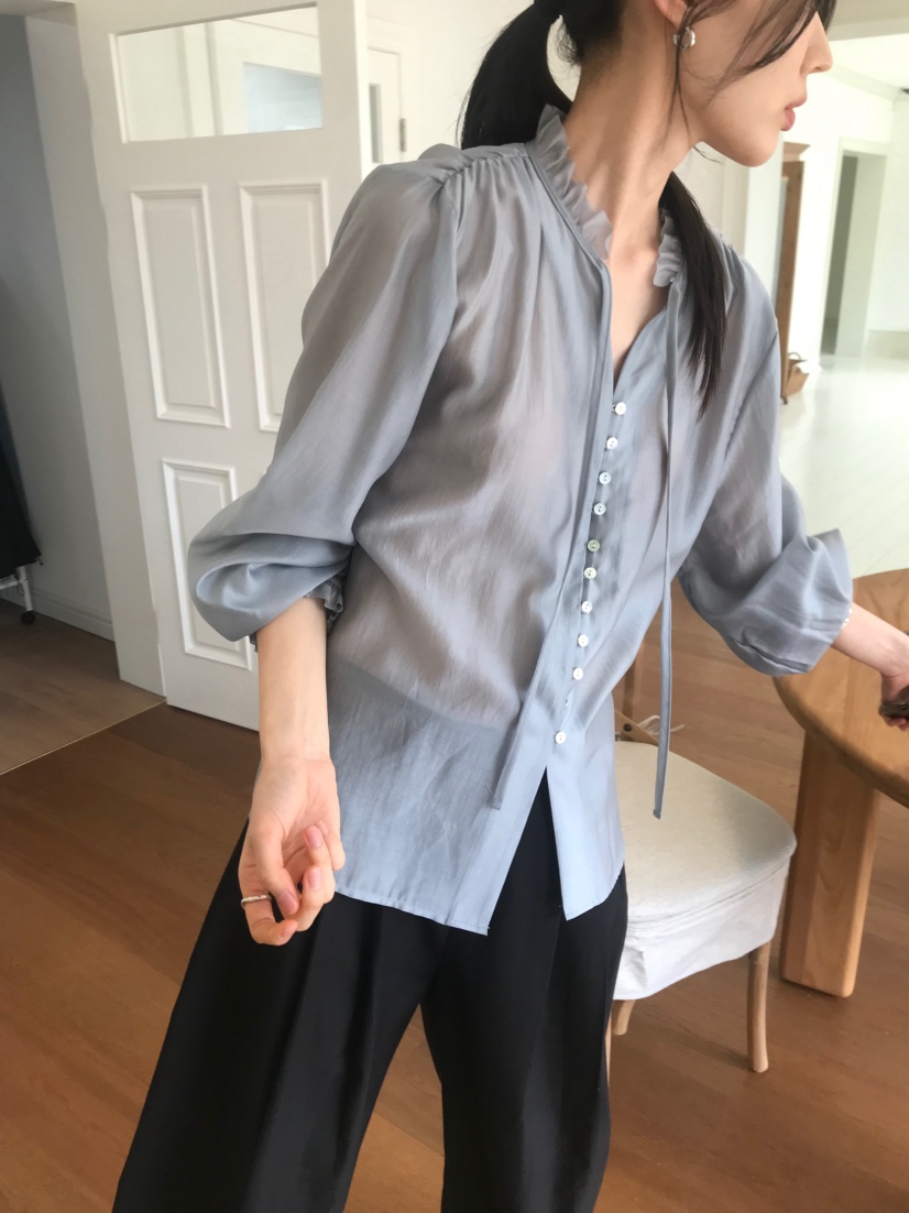 ME MO韓國東大門直郵女士新品職業推薦人氣26春夏襯衫蕾絲衫ME MO襯衫/蕾絲衫圖色1