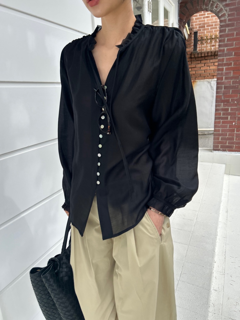 ME MO韓國東大門直郵女士新品職業推薦人氣26春夏襯衫蕾絲衫ME MO襯衫/蕾絲衫圖色2