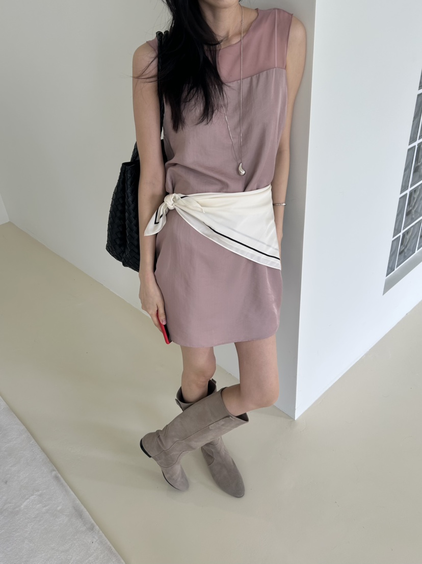 ME MO韓國東大門直郵女裝新款推薦時尚26春夏連衣裙不含絲巾ME MO連衣裙