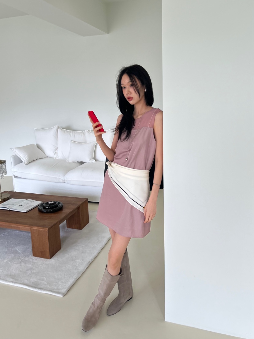 ME MO韓國東大門直郵女裝新款推薦時尚26春夏連衣裙不含絲巾ME MO連衣裙