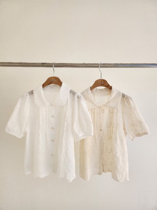 FEMME韓國東大門代購女士新款人氣休閑襯衫蕾絲衫蕾絲褶裥FEMME襯衫/蕾絲衫