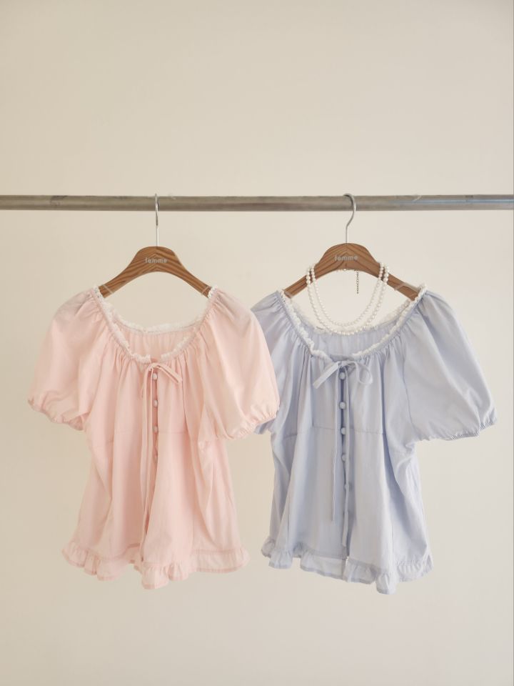 FEMME韓國東大門代購女裝新品休閑26春夏熱賣襯衫蕾絲衫蕾絲FEMME襯衫/蕾絲衫