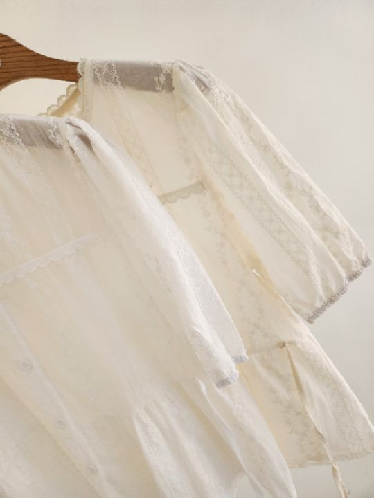 FEMME韓國直郵實拍女士新品26春夏休閑襯衫蕾絲衫系帶蕾絲FEMME襯衫/蕾絲衫