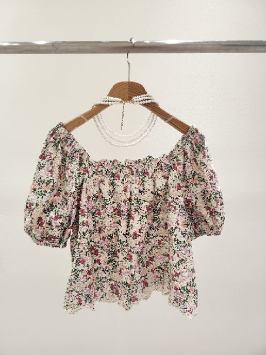 FEMME韓國直郵實拍女士新品休閑26春夏推薦襯衫蕾絲衫花朵FEMME襯衫/蕾絲衫