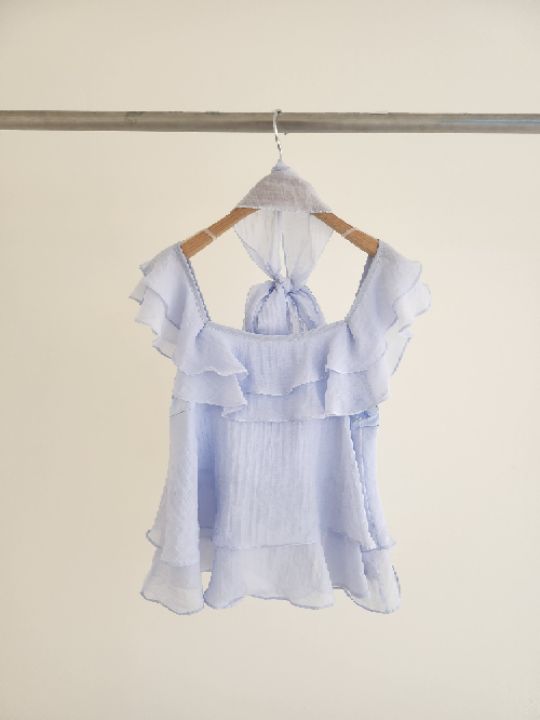 FEMME韓國直郵女裝新品推薦時尚襯衫蕾絲衫含圍巾荷葉邊雙層FEMME襯衫/蕾絲衫