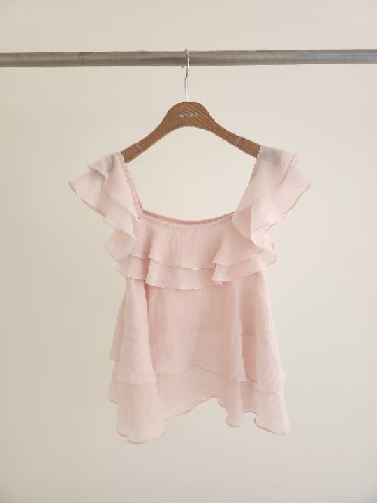 FEMME韓國直郵女裝新品推薦時尚襯衫蕾絲衫含圍巾荷葉邊雙層FEMME襯衫/蕾絲衫