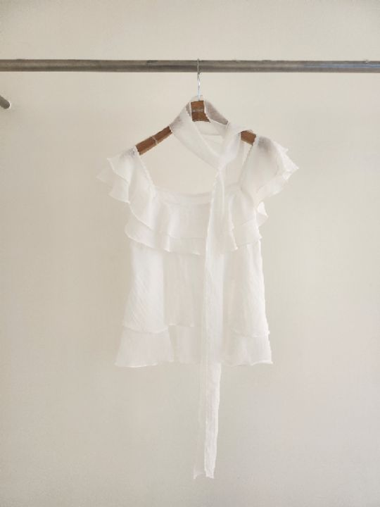 FEMME韓國直郵女裝新品推薦時尚襯衫蕾絲衫含圍巾荷葉邊雙層FEMME襯衫/蕾絲衫圖色1