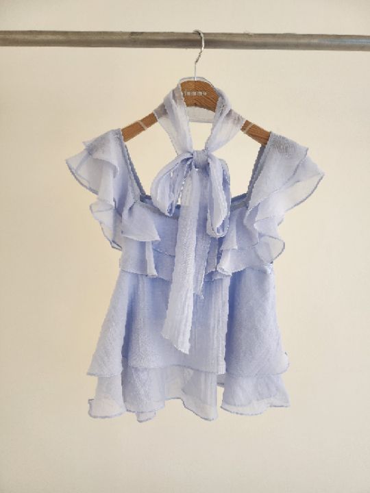 FEMME韓國直郵女裝新品推薦時尚襯衫蕾絲衫含圍巾荷葉邊雙層FEMME襯衫/蕾絲衫圖色3