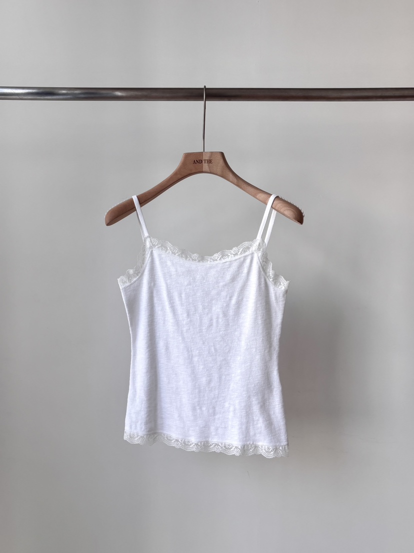 AND THE韓國直郵女士新款26春夏熱賣時尚吊帶背心蕾絲圓領AND THE吊帶/背心圖色2