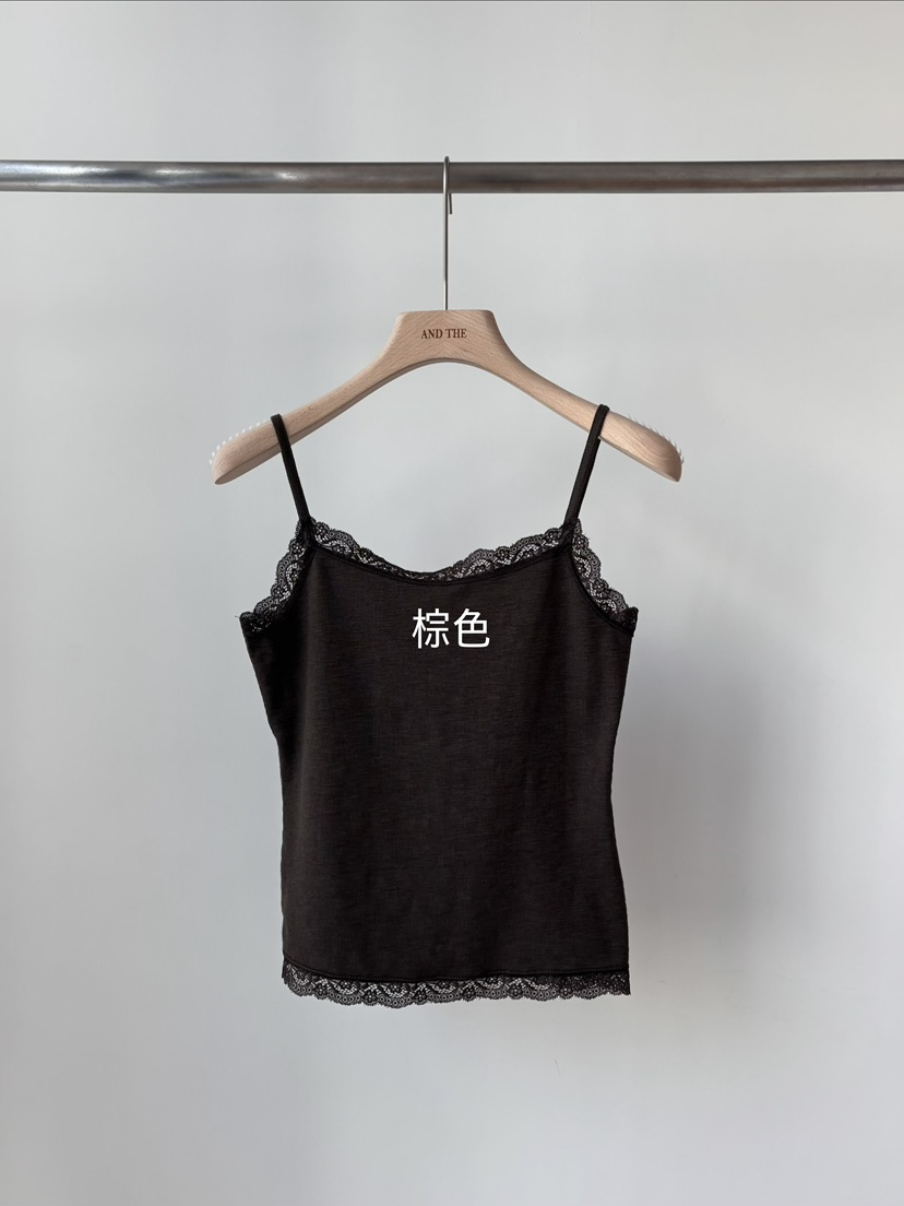 AND THE韓國直郵女士新款26春夏熱賣時尚吊帶背心蕾絲圓領AND THE吊帶/背心圖色5