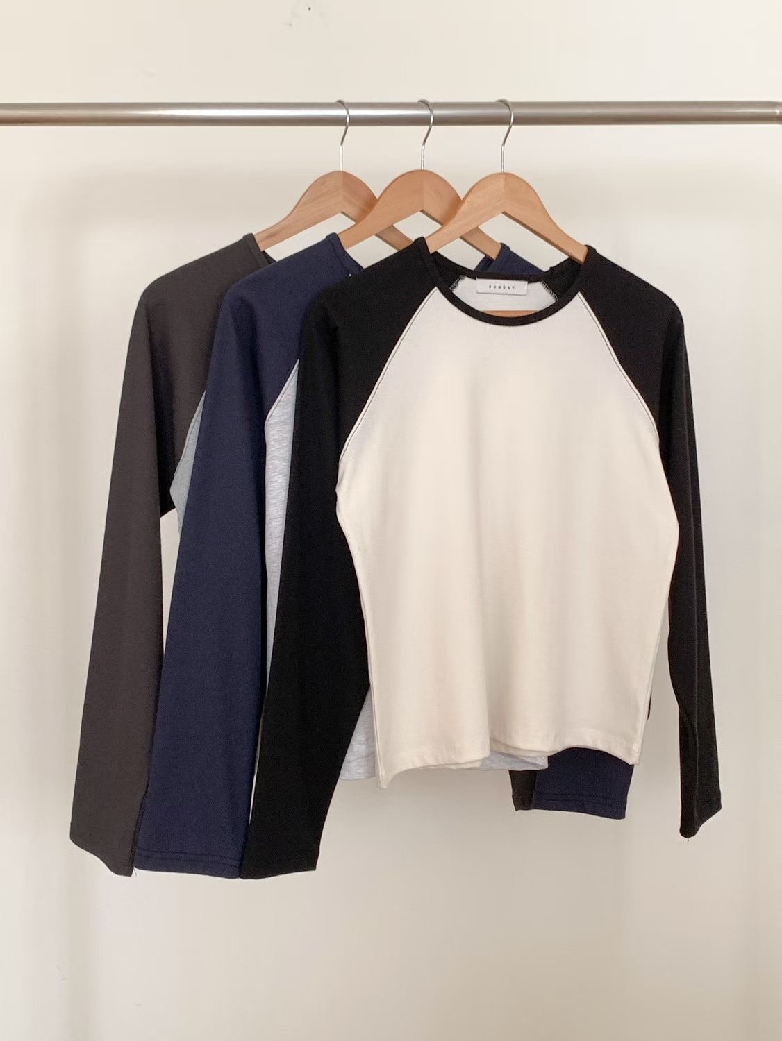 SUNDAY/FF韓國直郵實拍女士新品休閑時尚人氣26春夏長袖T恤SUNDAY/FF長袖T恤圖色3左三色