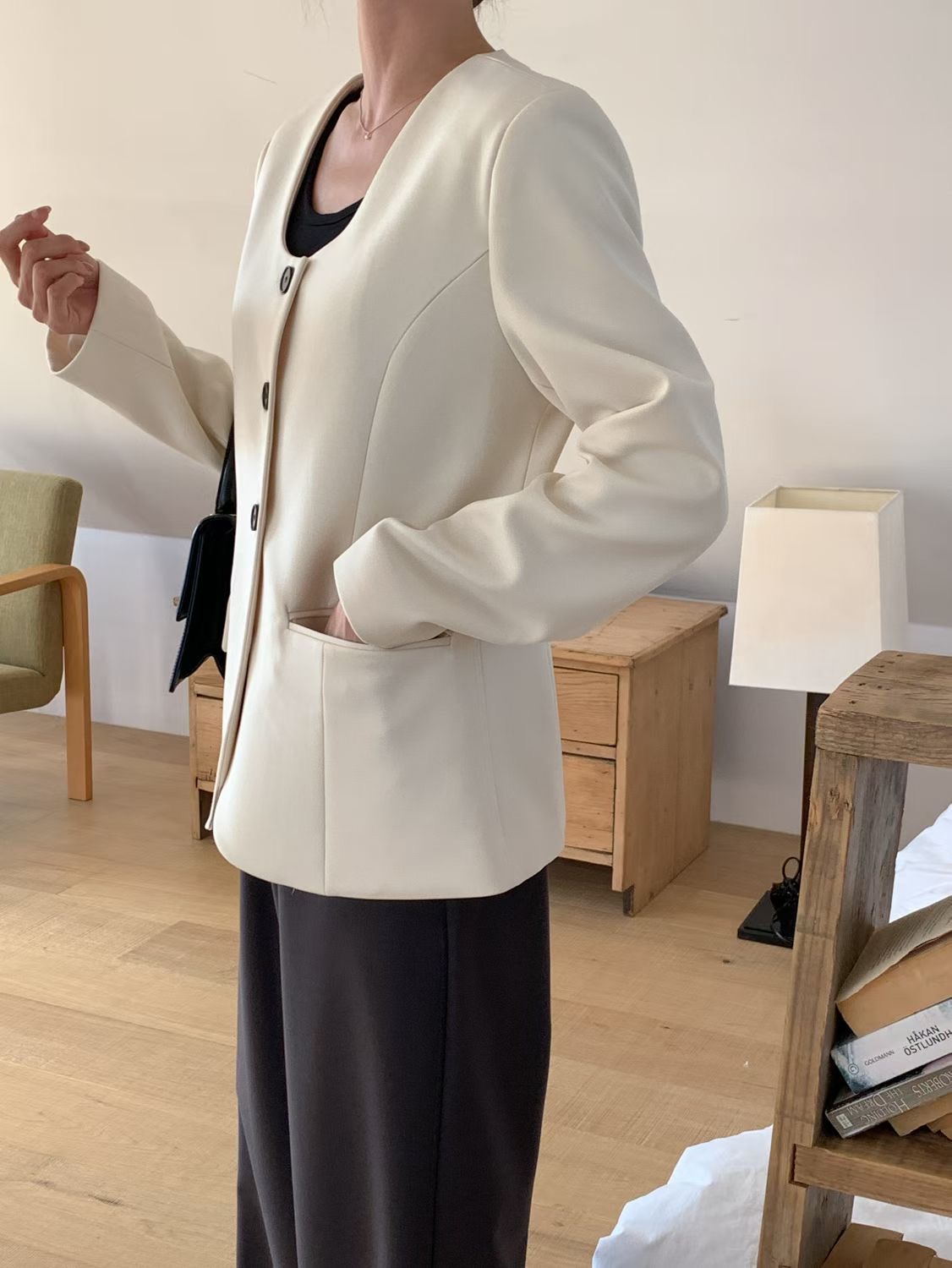 SUNDAY/FF韓國直郵實拍女士新款人氣26春夏時尚夾克U領羅紋SUNDAY/FF夾克