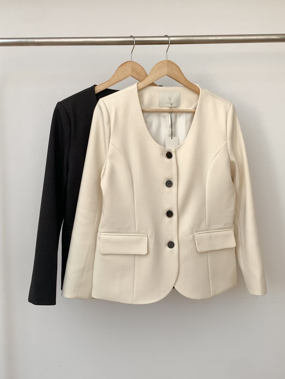 SUNDAY/FF韓國直郵實拍女士新款人氣26春夏時尚夾克U領羅紋SUNDAY/FF夾克圖色1左一色