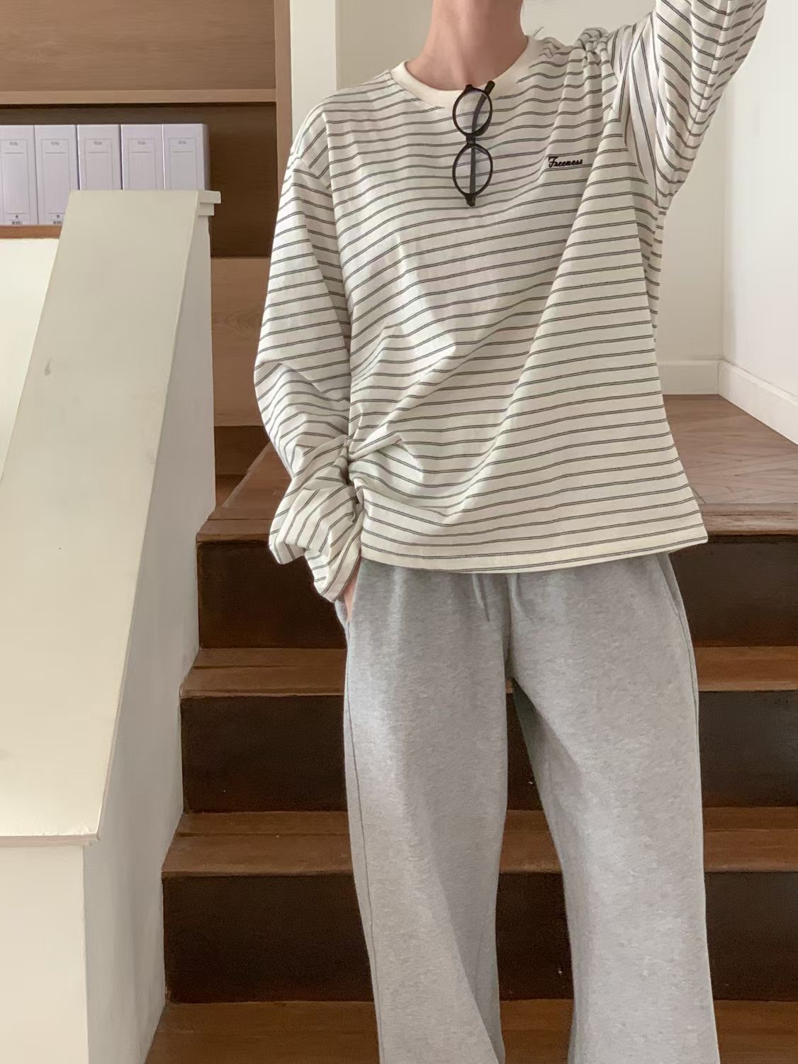 SUNDAY/FF韓國東大門代購女士新品時尚26春夏長袖T恤刺繡條紋SUNDAY/FF長袖T恤圖色3