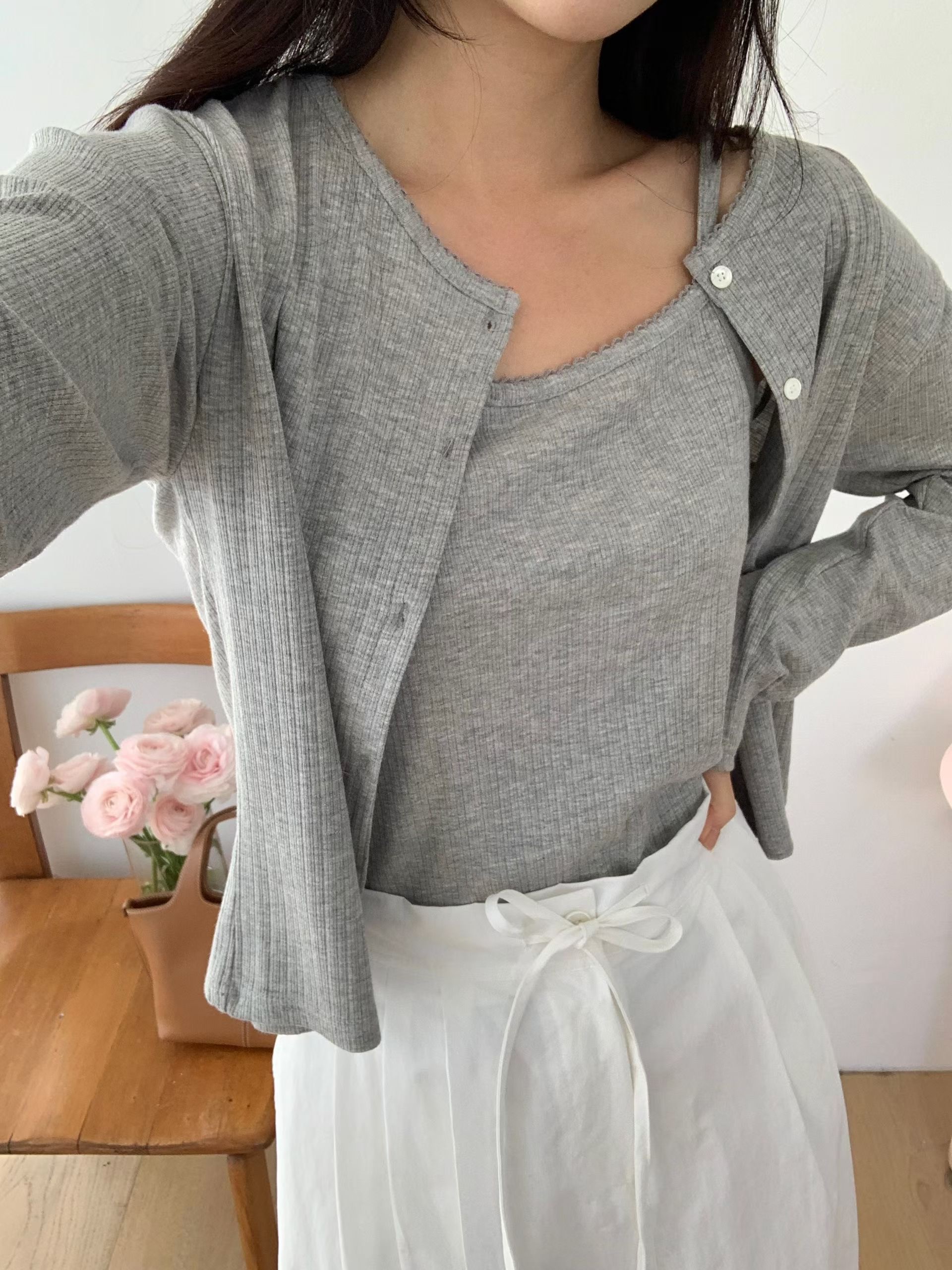 SUNDAY/FF韓國直郵實拍女裝新款時尚26春夏套裝羊毛衫開襟SUNDAY/FF套裝