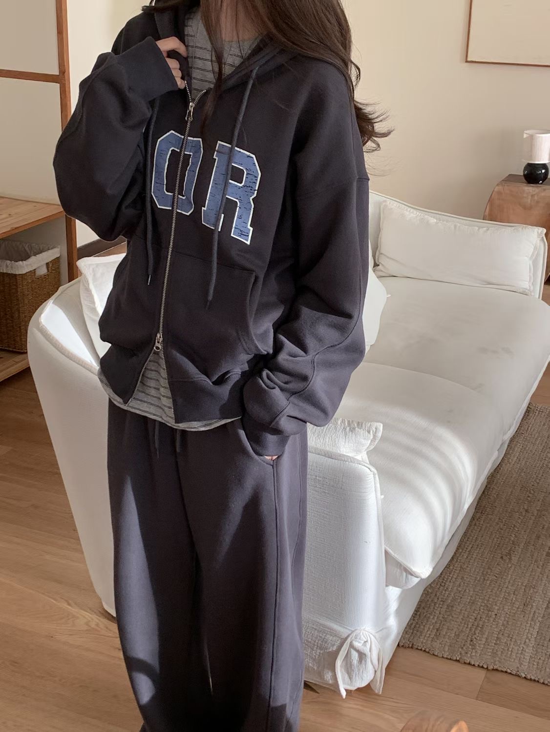 SUNDAY/FF韓國代購女裝新品時尚推薦熱賣夾克拉鏈連帽衫SUNDAY/FF夾克