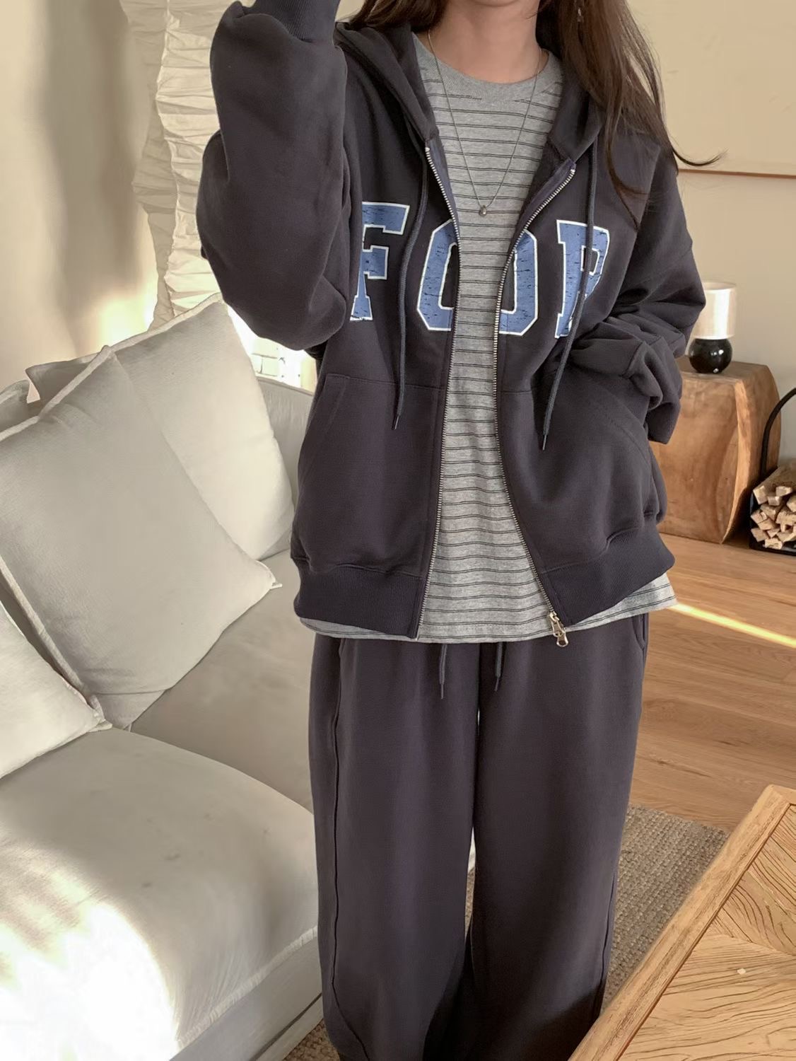 SUNDAY/FF韓國代購女裝新品時尚推薦熱賣夾克拉鏈連帽衫SUNDAY/FF夾克圖色1