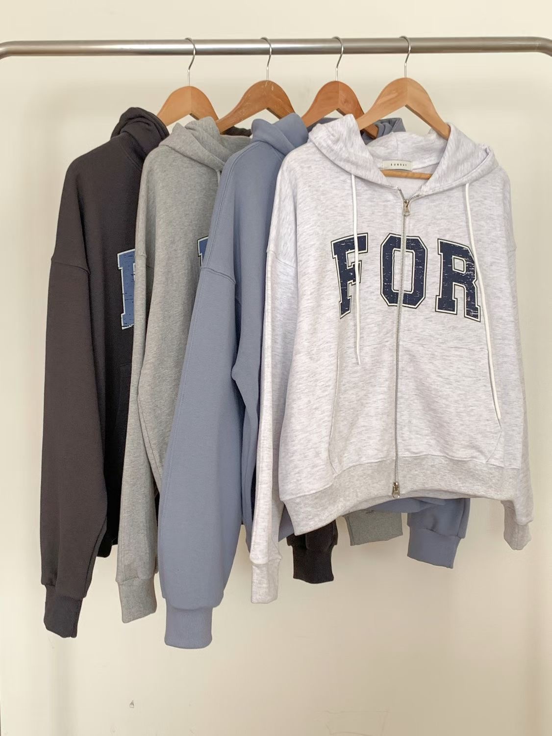 SUNDAY/FF韓國代購女裝新品時尚推薦熱賣夾克拉鏈連帽衫SUNDAY/FF夾克圖色4左四色