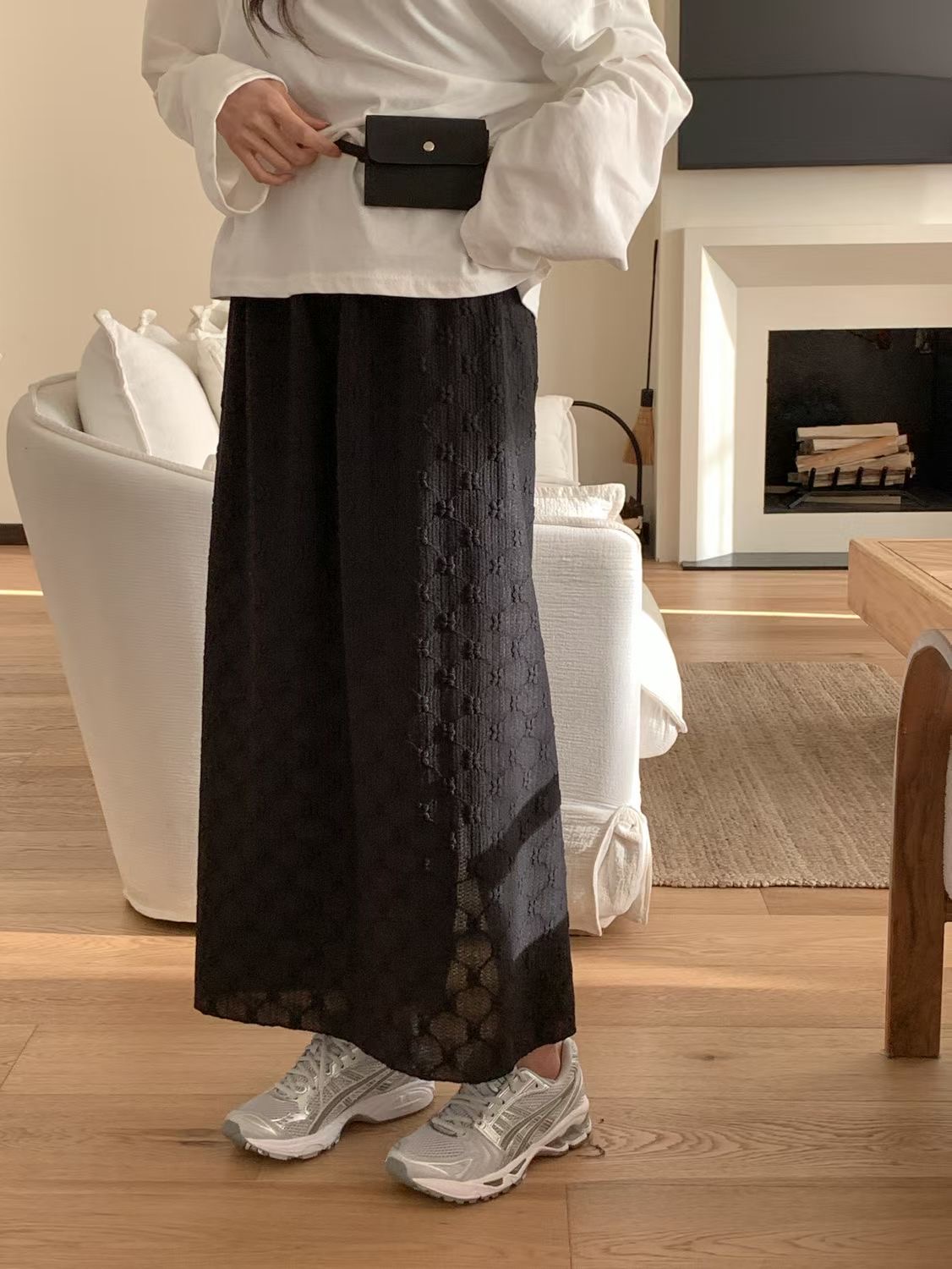 SUNDAY/FF韓國直郵實拍女士新品職業時尚熱賣長裙提花條紋SUNDAY/FF長裙圖色1