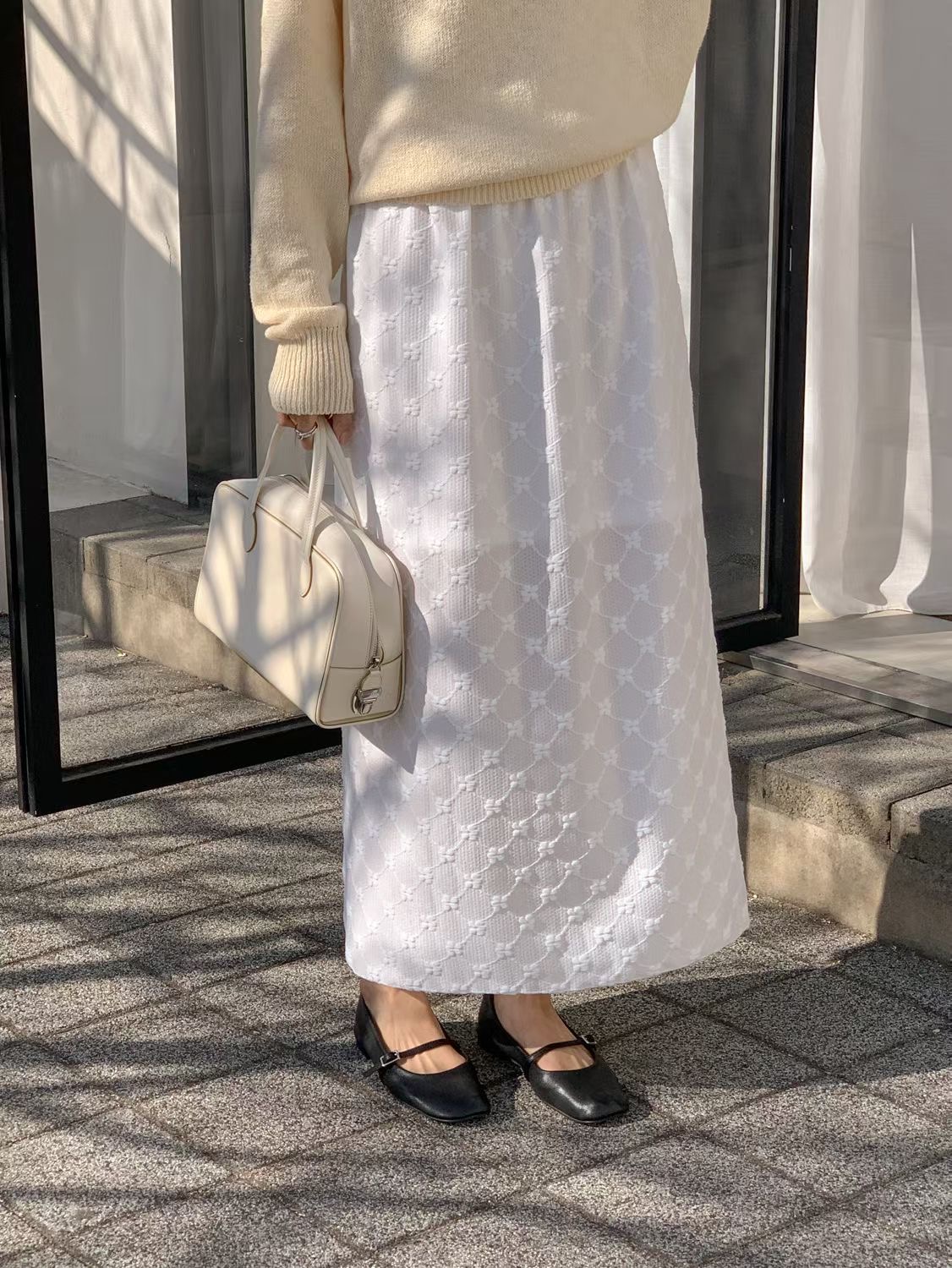 SUNDAY/FF韓國直郵實拍女士新品職業時尚熱賣長裙提花條紋SUNDAY/FF長裙圖色3