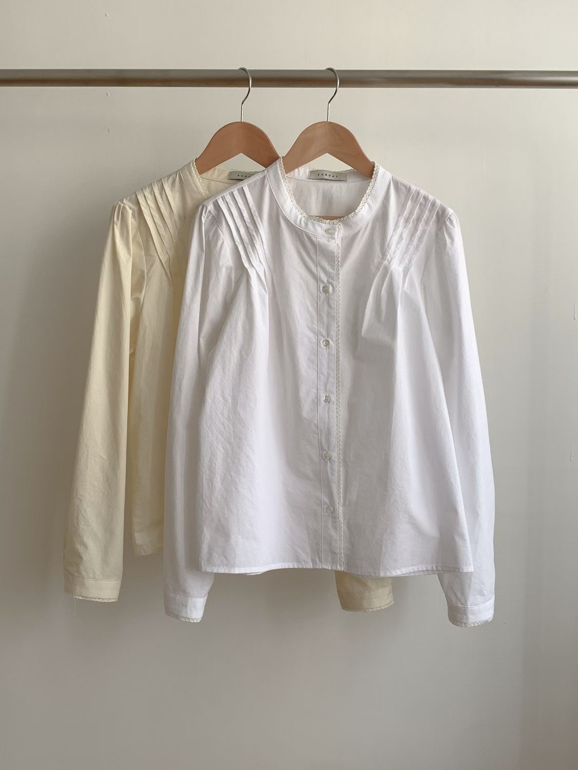 SUNDAY/FF韓國直郵女裝新款熱賣時尚人氣襯衫蕾絲衫褶裥SUNDAY/FF襯衫/蕾絲衫