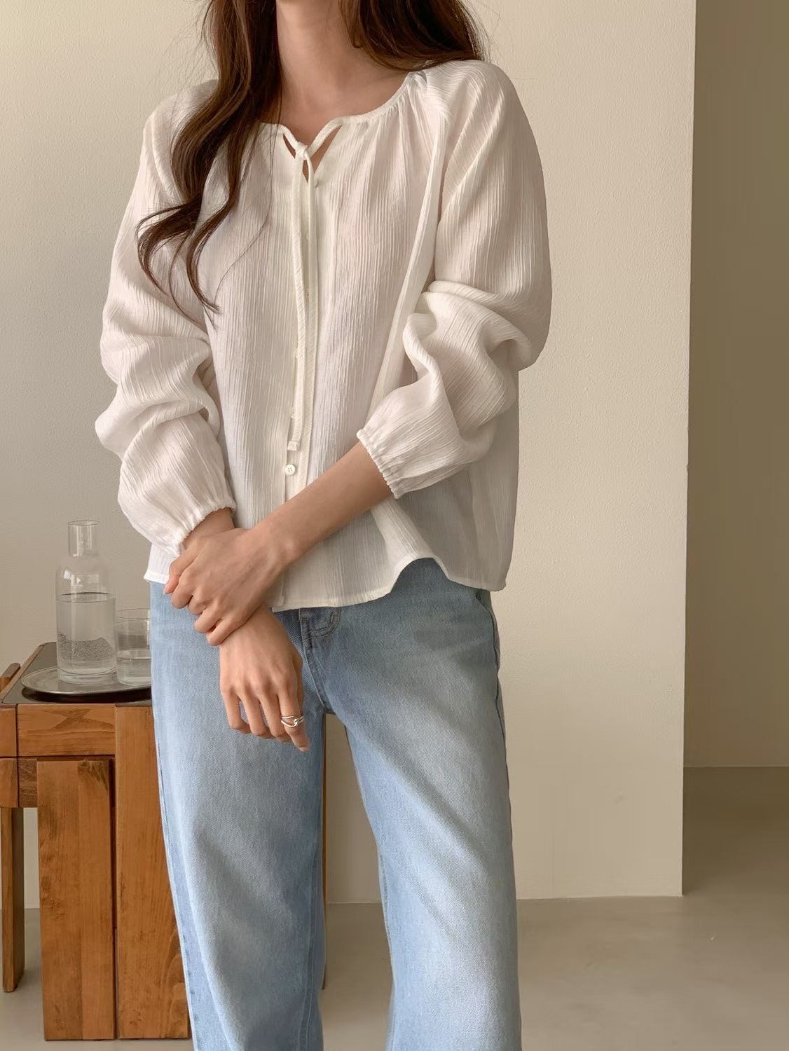 SUNDAY/FF韓國代購女裝新款熱賣時尚人氣26春夏襯衫蕾絲衫SUNDAY/FF襯衫/蕾絲衫