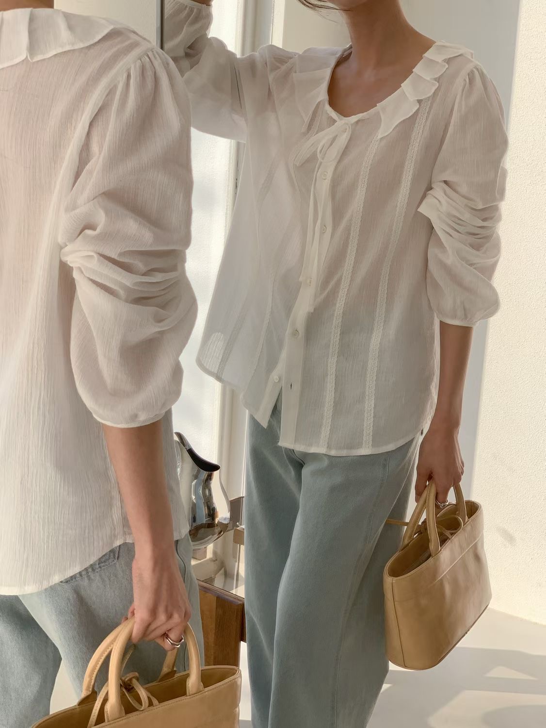 SUNDAY/FF韓國直郵實拍女裝新款職業26春夏推薦襯衫蕾絲衫SUNDAY/FF襯衫/蕾絲衫