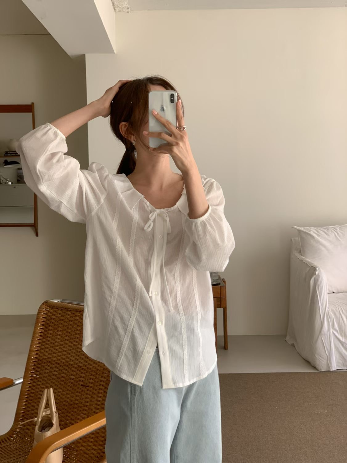 SUNDAY/FF韓國直郵實拍女裝新款職業26春夏推薦襯衫蕾絲衫SUNDAY/FF襯衫/蕾絲衫