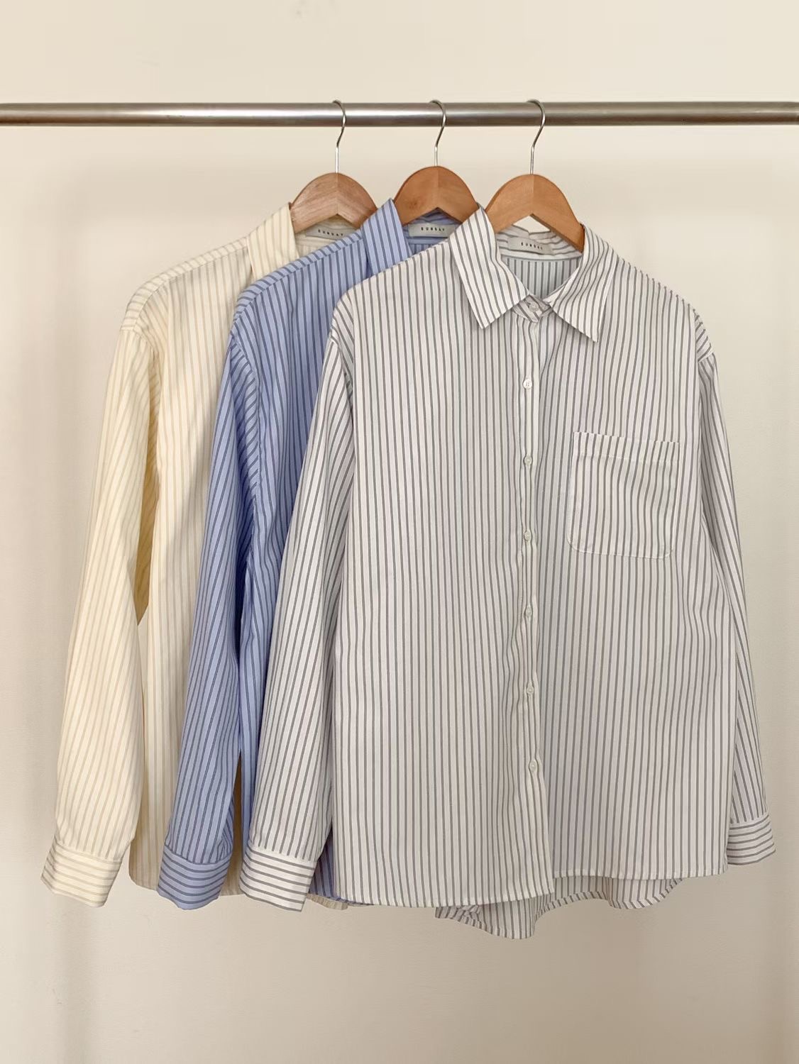 SUNDAY/FF韓國直郵實拍女士新品人氣休閑襯衫蕾絲衫條紋SUNDAY/FF襯衫/蕾絲衫圖色2左二色