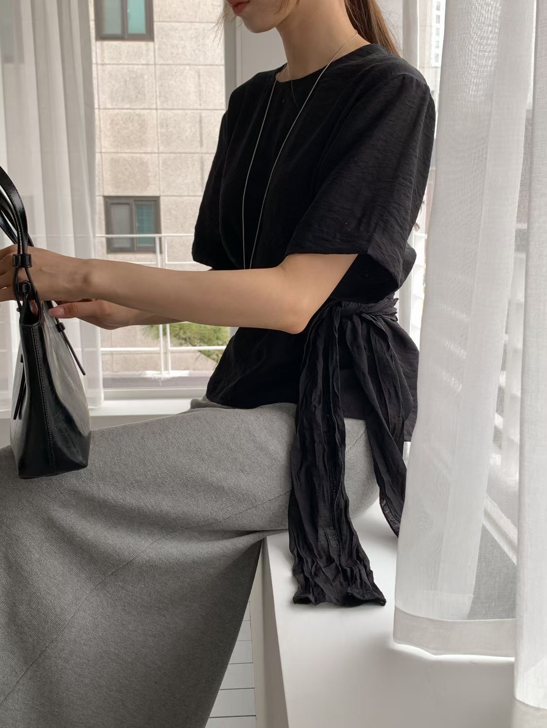 SUNDAY/FF韓國代購女裝新款職業26春夏圍巾披肩褶皺圍巾SUNDAY/FF圍巾/披肩