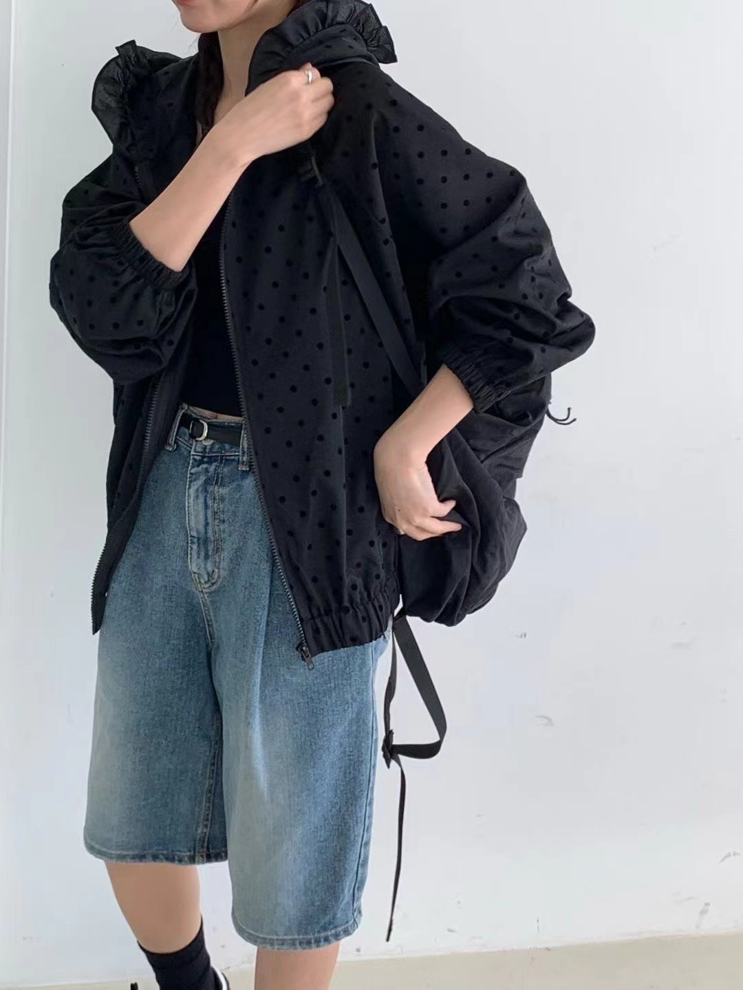 NATTY東大門實拍女士新品時尚26春夏職業夾克防風衣荷葉邊NATTY夾克