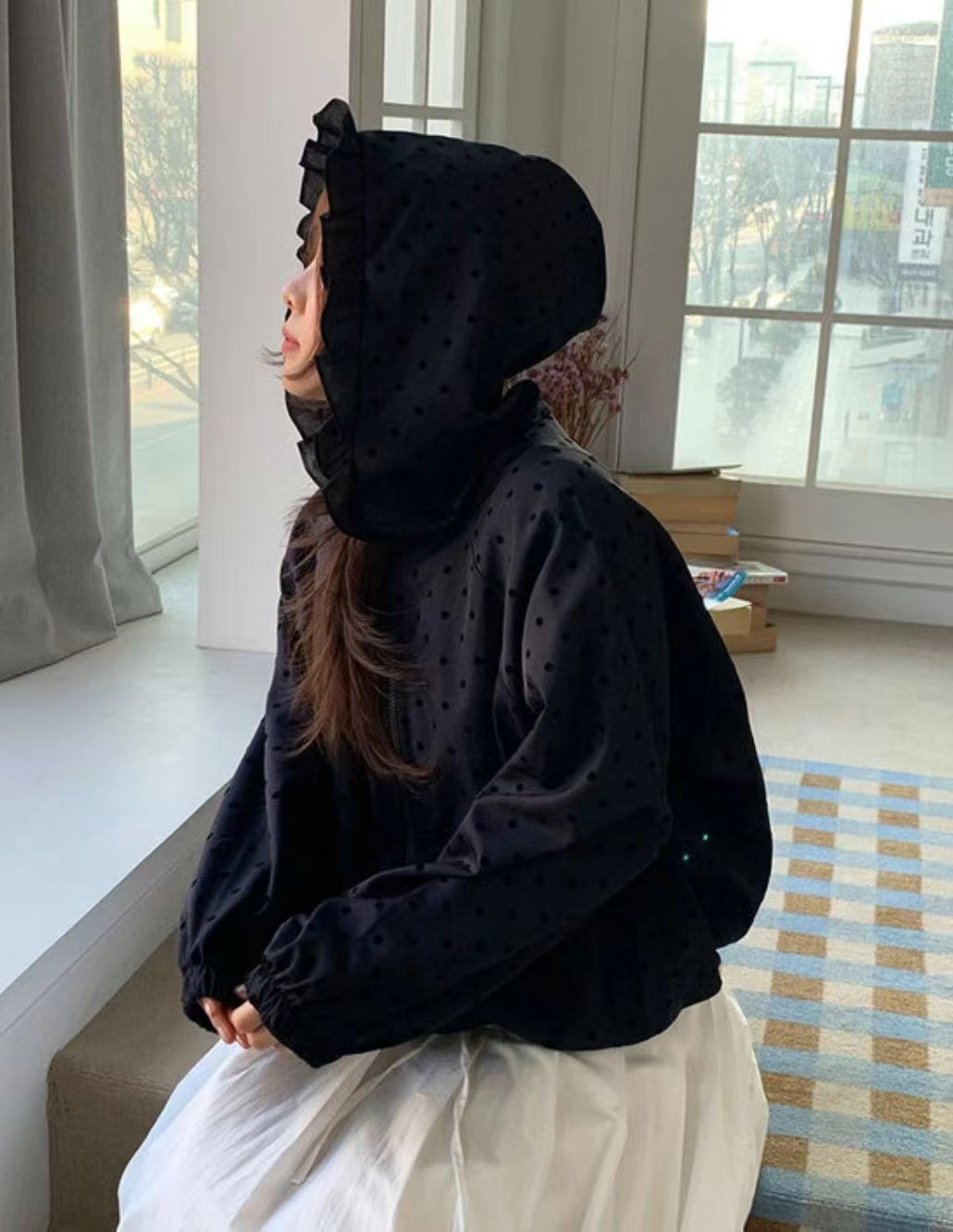 NATTY東大門實拍女士新品時尚26春夏職業夾克防風衣荷葉邊NATTY夾克