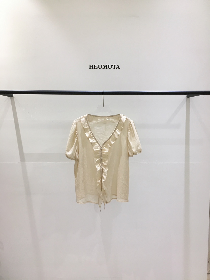 HEUMUTA東大門實拍女裝新品真品推薦休閑襯衫蕾絲衫棉布褶皺HEUMUTA襯衫/蕾絲衫圖色1