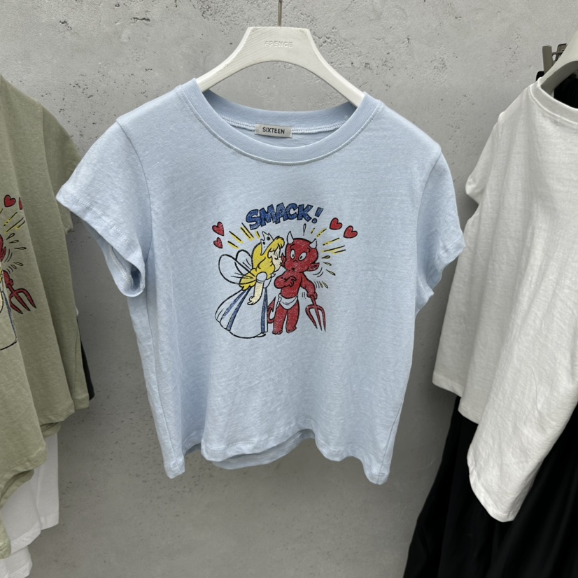 SIXTEEN東大門代購女裝新款26春夏推薦職業休閑時尚人氣T恤SIXTEENT恤圖色2