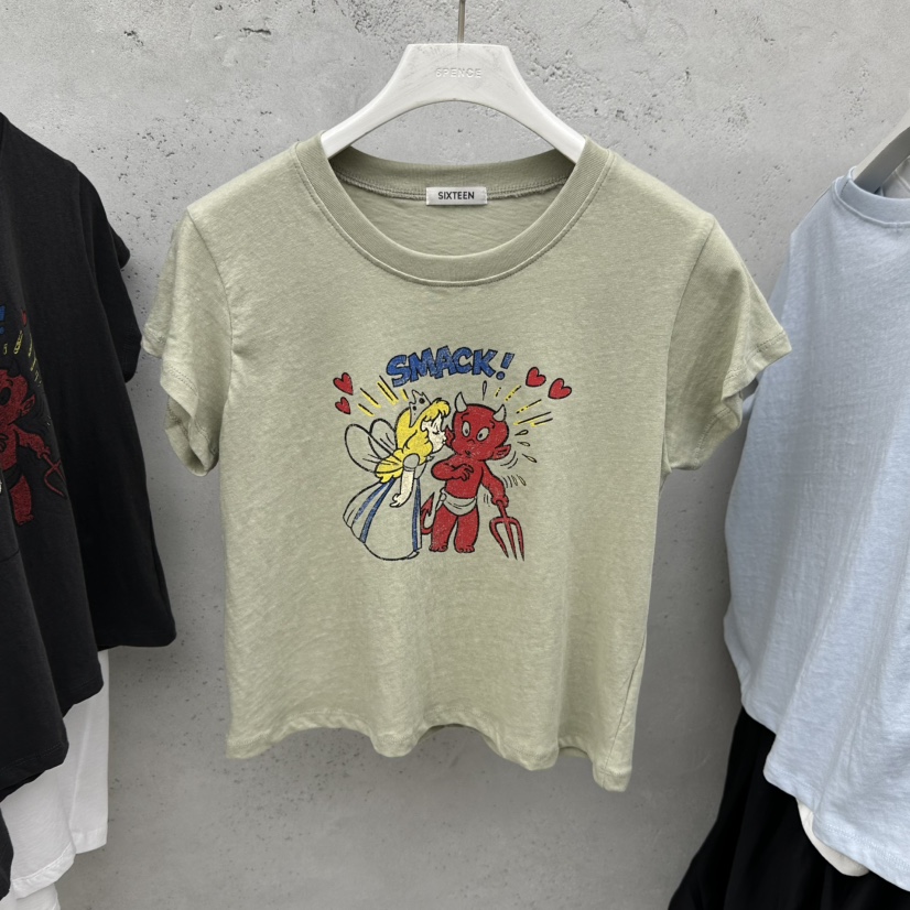 SIXTEEN東大門代購女裝新款26春夏推薦職業休閑時尚人氣T恤SIXTEENT恤圖色3
