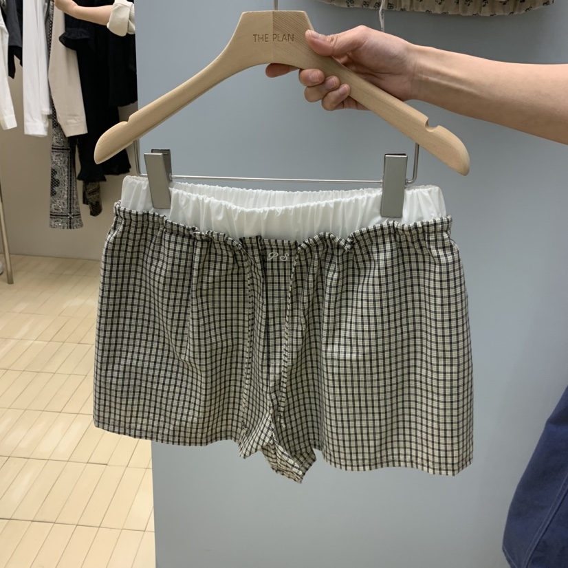 THEPLAN東大門代購女士新款職業推薦熱賣休閑時尚短褲格子THE PLAN短褲圖色1