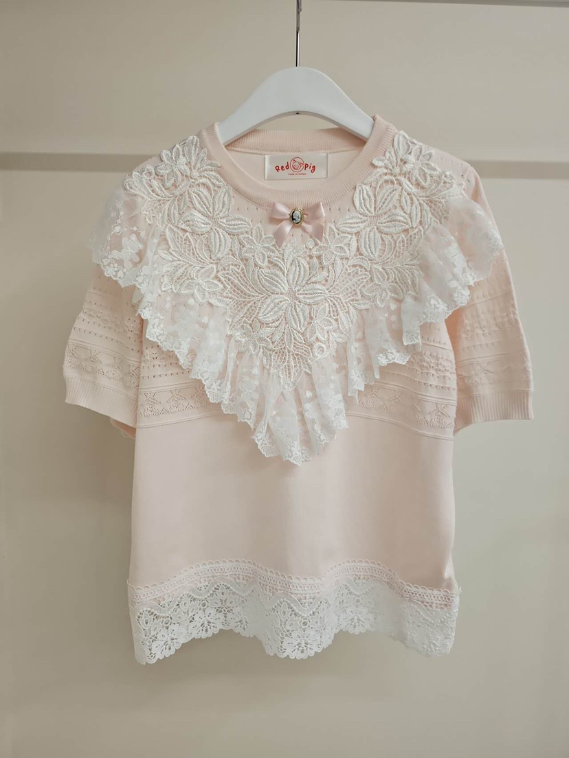 REDPIG韓國代購女裝新品熱賣推薦休閑襯衫蕾絲衫刺繡蕾絲Red Pig襯衫/蕾絲衫圖色2