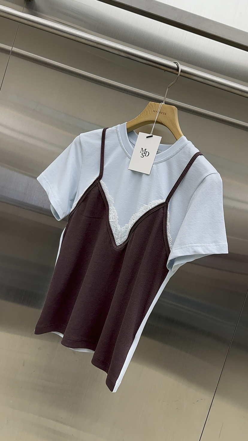 MYDRESS東大門直郵女裝新款時尚26春夏熱賣人氣T恤假兩件MYDRESST恤